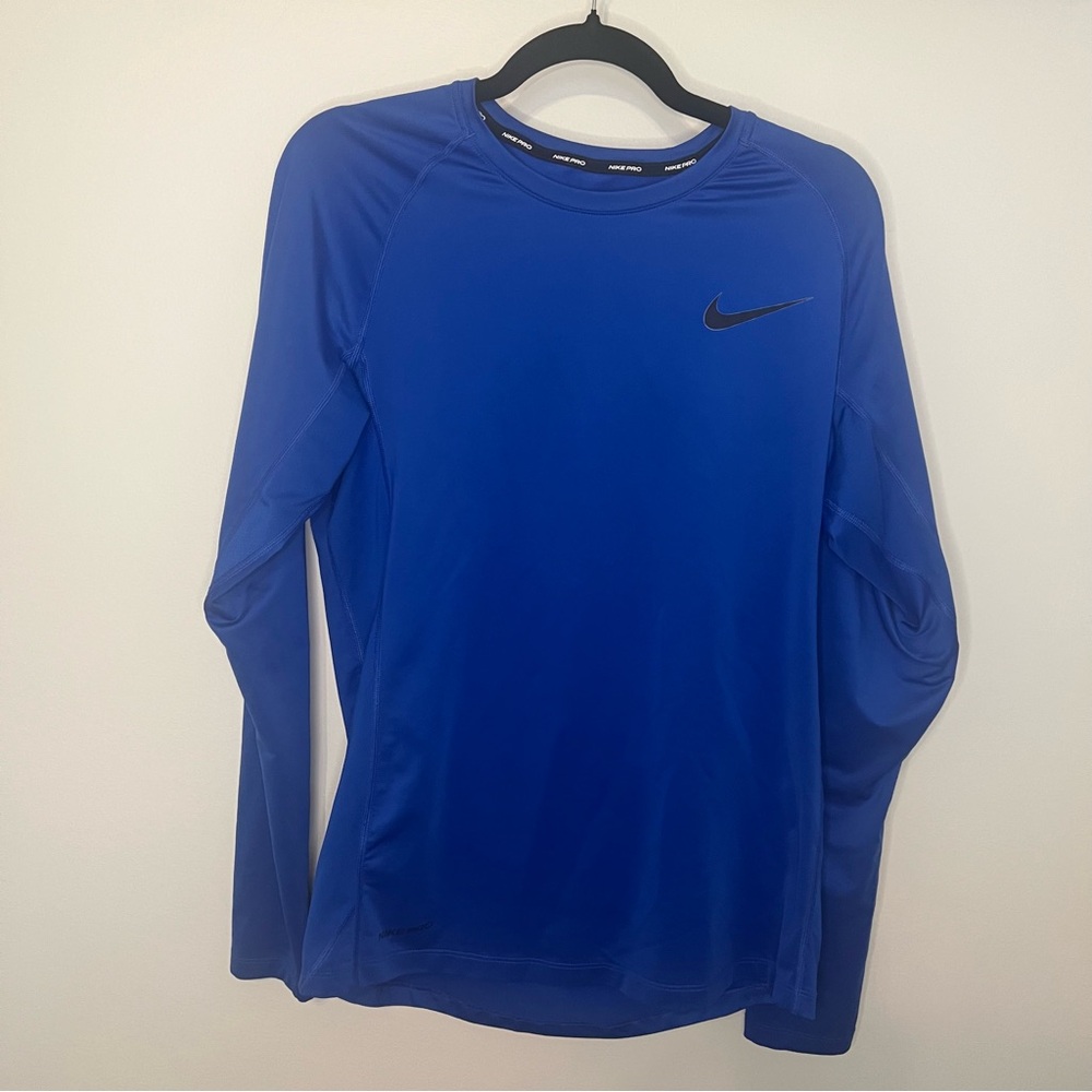 Nike Pro Dri-FIT Long Sleeve Shirt Men’s Medium‎ Blue Slim Fit Athletic Training